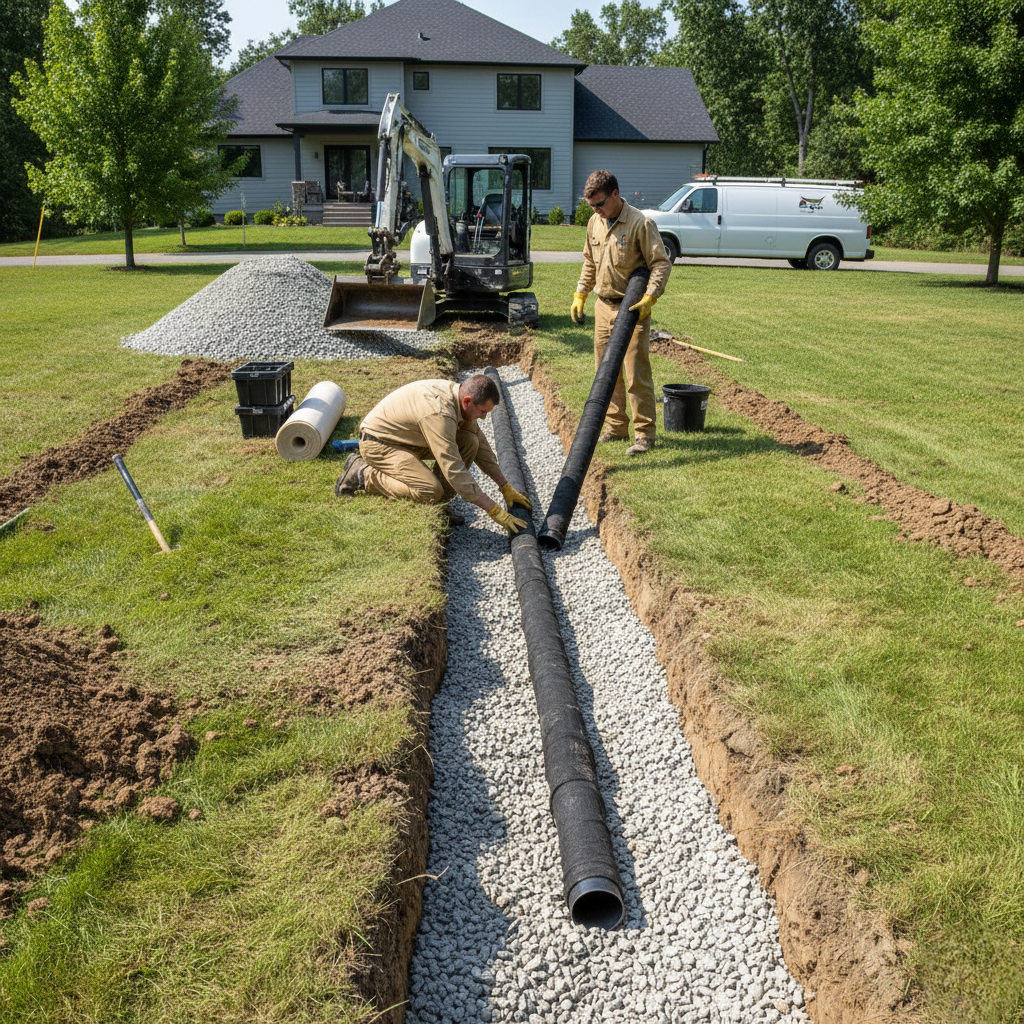 drainfield trench being repaired or replaced.