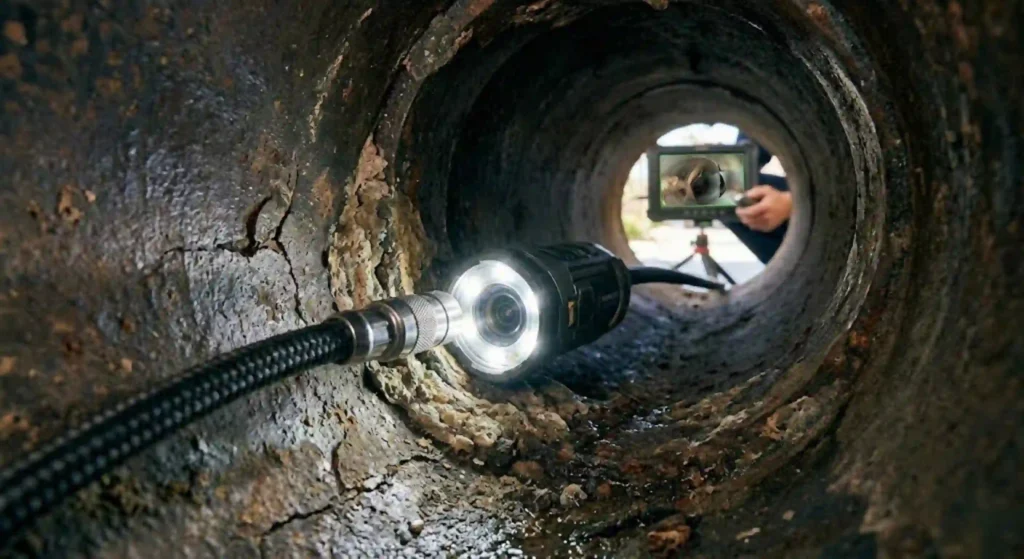 showing camera inside a pipe