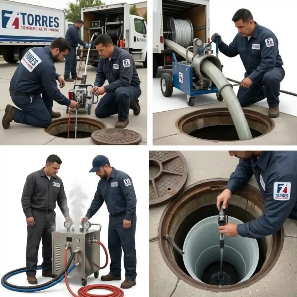 Trenchless sewer line repair in Palm Desert backyard