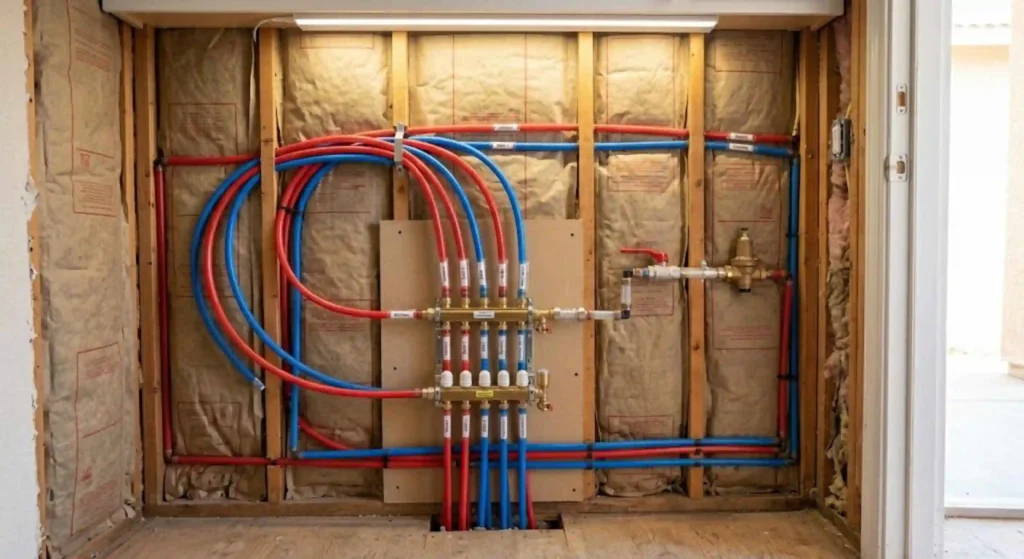 Newly installed plumbing system after repiping in Indio house